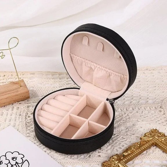 Plush Velvet Jewelry Box For Women Necklace Ring Earrings Organizer Holder Travel Portable Zipper Square Jewelry Storage Case