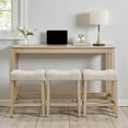 thumbnail image 2 of GZXS 59" Long Sofa Table with Power Outlet & 3 Stools, 4-Piece Farmhouse Bar Height Table Set with USB/Type-C Ports, Versatile Console Table & Dining Set for Living Room & Kitchen (Light Oak), 2 of 10