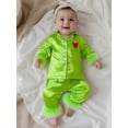 thumbnail image 6 of Cjfdfy Kids Toddler Baby Girl Boy Christmas Silk Satin Pajamas Set Kids Girls PJS Set Sleepwear Spring Fall Winter Clothes Heart Print Long Sleeve Collar Button Down Shirt Tops Pants Set Loungewear, 6 of 8