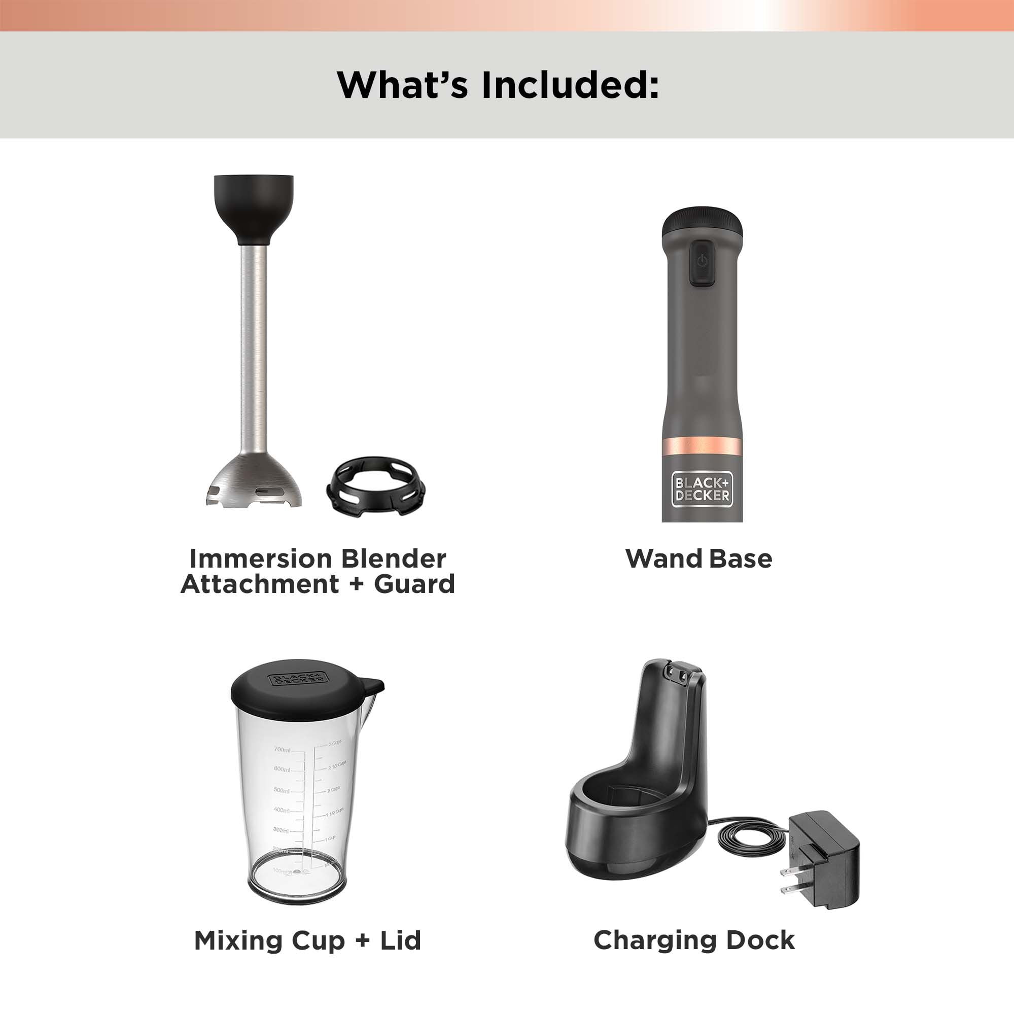Black And Decker Kitchen Wand Cordless Immersion Blender Grey