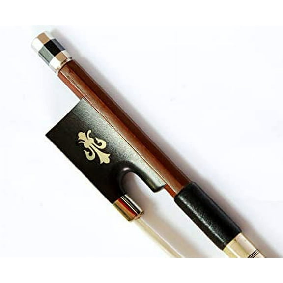 Full-size 4/4 Silver Mounted Violin Bow, Brazilwood, Flower Inlay, Well-balanced Bow