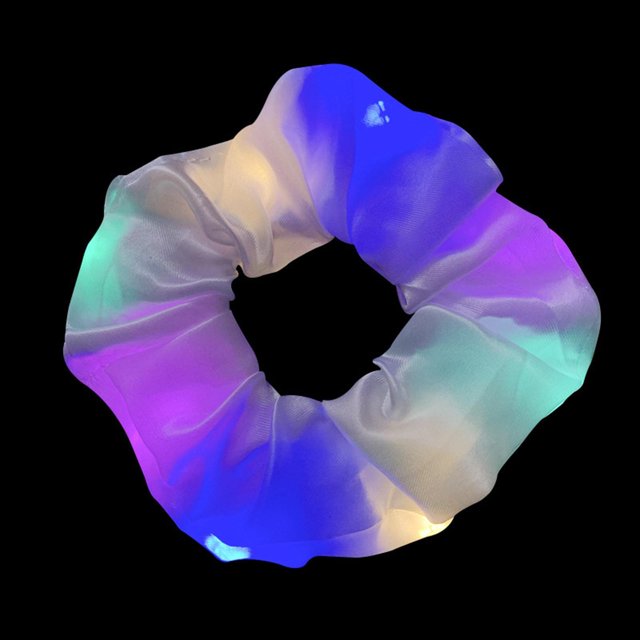 Scrunchies para el cabello Macarena con luz LED Elástico de satinado