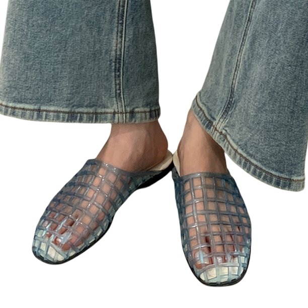 Mujeres Jelly Flats Se Desliza en Toboganes Malla para La Playa Verano Al Aire Libre (38) Azul