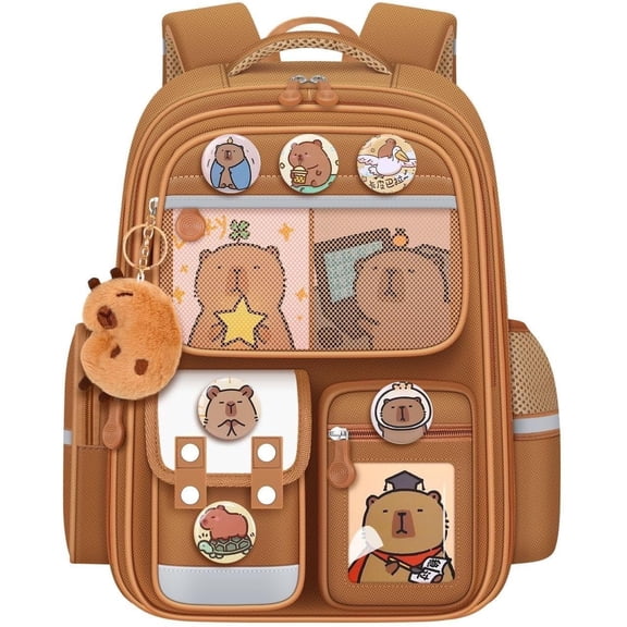 Capybara Backpack for Women and Men, Cute Cartoon Capybara Bag with Pins, Ita Bag Casual Travel Daypack, Kawaii Laptop Backpack for Daily Use