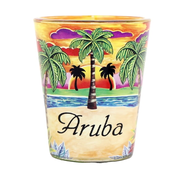 Aruba Yellow Palms In and Out Shot Glass