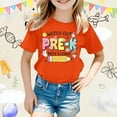 thumbnail image 2 of Toddler Girls Short Sleeve Tops Casual Cartoon Print Shirts Crewneck Tees Kids Back School Daily Wear Clothes Orange Size 4-5T, 2 of 4
