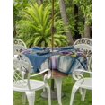 thumbnail image 3 of Outdoor Tablecloths with Umbrella Hole & Zipper, Hello Spring Round Tablecloth 54 Inch, Pastoral Purple Bottle Floral Black White Plaid Waterproof Table Cloth, Patio/Pool/Picnic Table Covers, 3 of 8