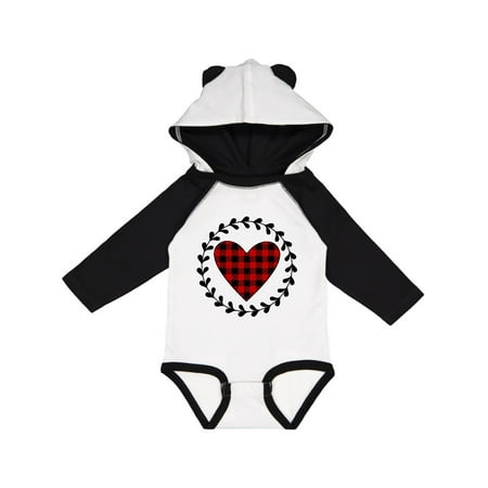 

Inktastic Valentines Day Buffalo Plaid Heart Gift Baby Girl Long Sleeve Bodysuit