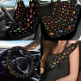 thumbnail image 2 of Uorisanigo Colorful Dog Paws 10 Pieces Auto Seat Cover with Car Steering Wheel Accessories and Seat Belt Pads and Auto Water Cup Pad Keychains Soft Easy to Install Auto Interior for Car SUV, 2 of 7