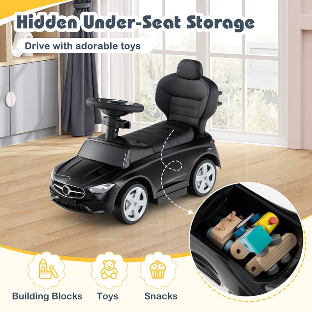 Spaco 3-in-1 Ride on Push Car, Mercedes-Benz Licensed Sliding Car with Canopy, Black