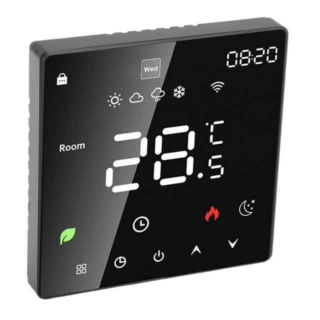 Floor Heating Electronic Thermostat, Digital LCD Display 16A Programmable Floor Heating Temperature Controller WIfI for Home White,Black