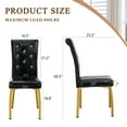 thumbnail image 4 of Set of 2 Black PU Retro Alligator Upholstered Dining Chairs with Crystal Tufted Back and Gold Metal Legs for Dining Room Kitchen, 4 of 9