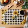 thumbnail image 2 of Sunflower Checked Placemats Set of 4, Vintage Garden Floral Bees Farmhouse Placemats for Dining Table, Place Mats for Kitchen Tabletop, Waterproof Wipeable Dining Table Mats Set, 2 of 9
