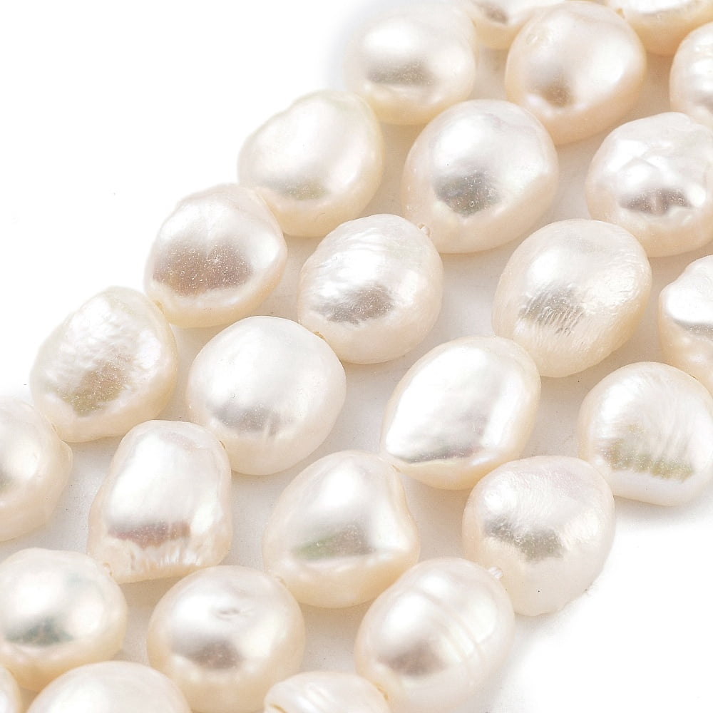 4strands Cultured Freshwater Pearl Beads Strands Two Sides Polished Grade 3A+ Snow 9~10mm Hole: 0.7mm about 17~18pcs/strand 6.69~6.89 inch(17~17.5cm)