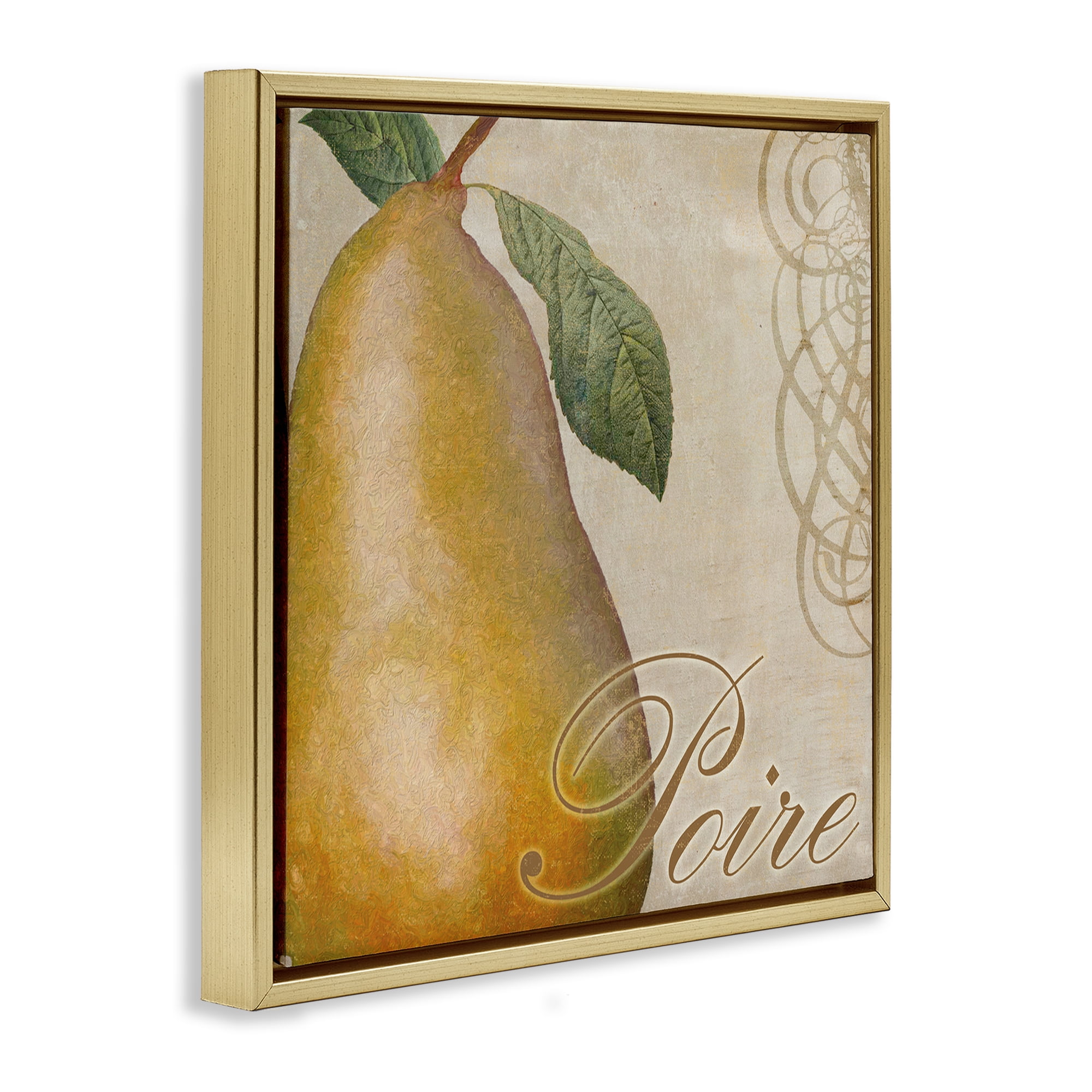 Stupell Industries Vintage French Pear Food & Beverage Painting Gold Floater Framed Canvas Art Print Wall Art, 18 x 18