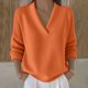 thumbnail image 2 of Cadancy Suéter Tops para Mujer Cuello en V Manga Larga Jersey Elegante Casual Suéteres de Punto Más Tamaño Suelto Color Sólido Acogedor Moda Otoño Invierno Ropa,Orange,M, 2 of 7