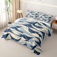 thumbnail image 3 of Manfei Abstract Manta Ray Twin Quilt Set, Ocean Wave Twin Coverlet Set, Cream Navy, 2 Pieces, 1 Bedspread and 1 Pillowcase, 3 of 7