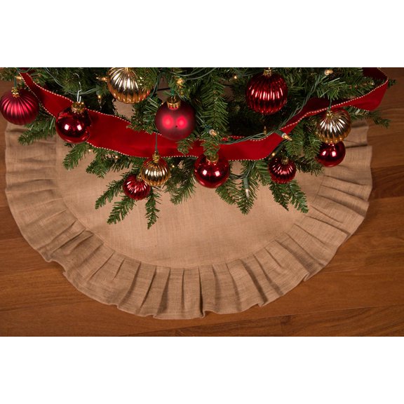 36" Natural Tan Christmas Tree Skirt with Ruffled Edge by Primitive Home Decors