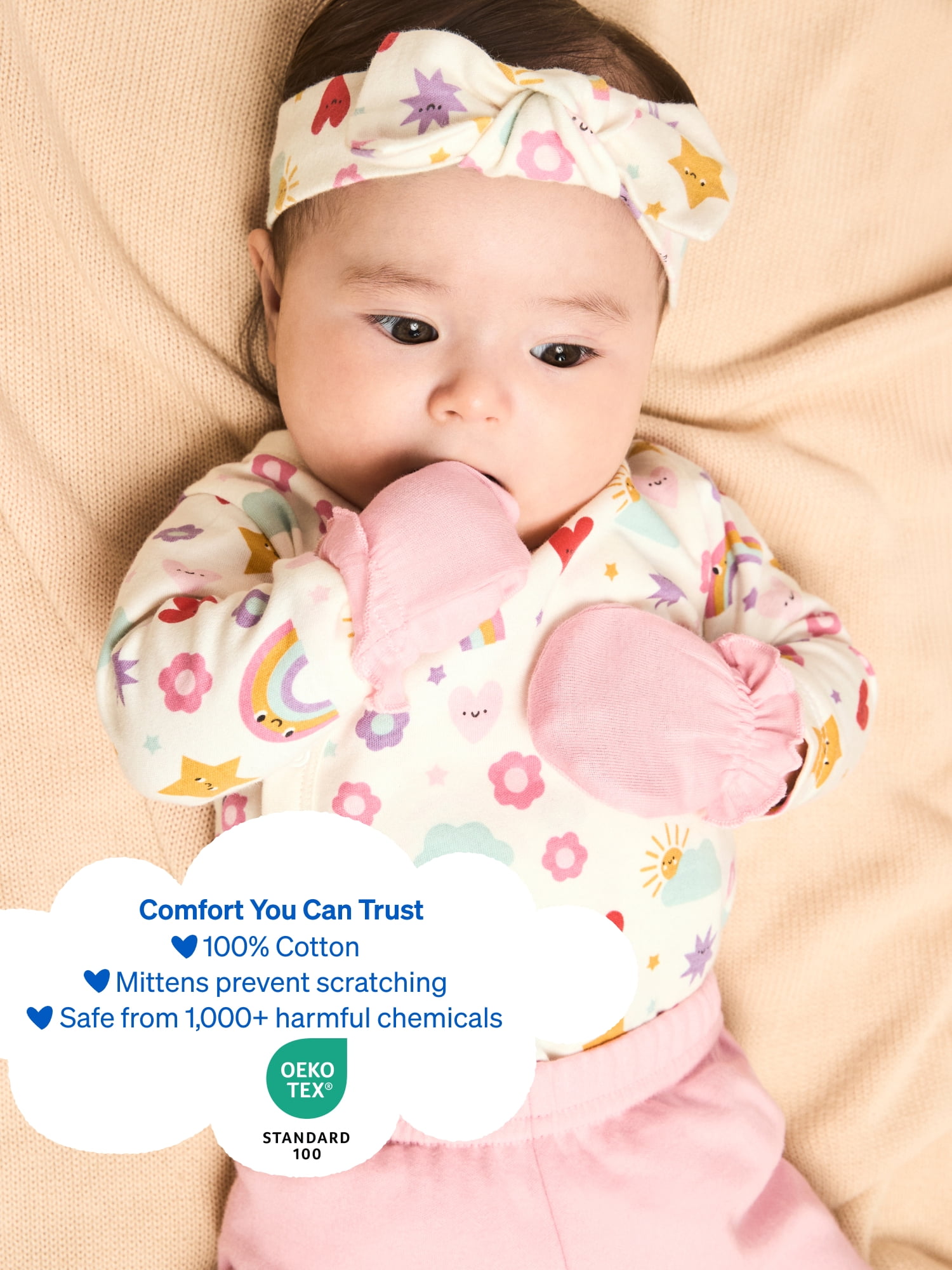 Garanimals Newborn & Baby 100% Cotton Newborn Essentials Set, Sizes Newborn–9M, 5-Piece