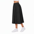 thumbnail image 2 of Women's Knit A-Line Midi Skirt with Side Pockets Elastic High Waist Loose Fit Casual Skirt for Work Daily Wear, 2 of 7