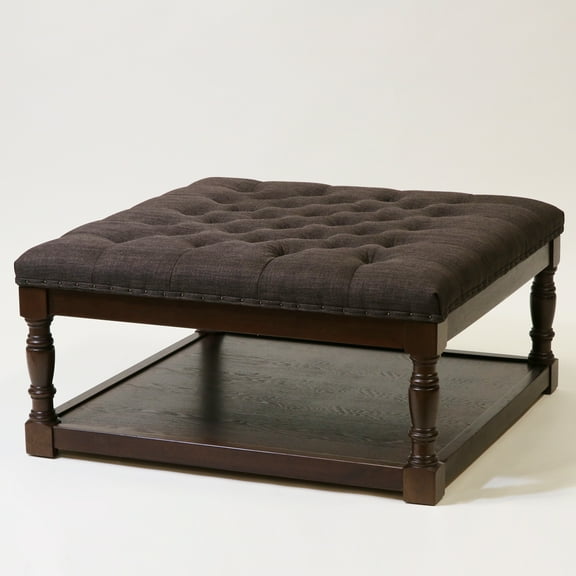 Cairona Tufted Textile 34-inch Shelved Ottoman (Brown)