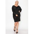 thumbnail image 3 of Draped Neck Long Sleeve Dress - Heather Blue, 3XL, 3 of 6