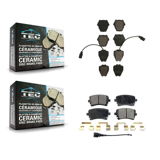 TEC Front Rear Ceramic Brake Pads Kit for Car 2003-2004 Audi RS6 with 321mm Diameter Rotor Dual Piston Caliper KTC-100465