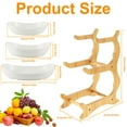 thumbnail image 4 of 2 Tier Ceramic Fruit Bowl With Bamboo Wood Stand Porcelain Fruit Basket for Vegetable Storage Snack Dessert Cake Tray Plate Rack, 4 of 8