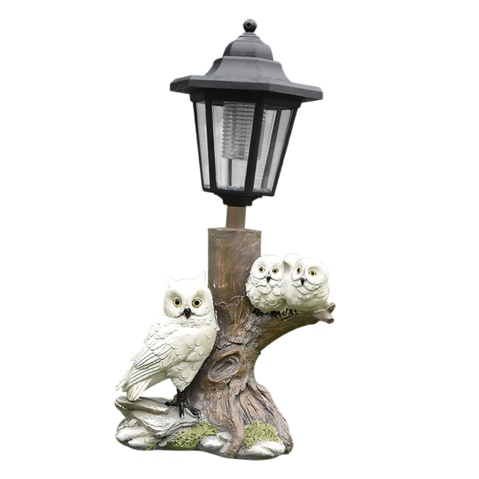 Fzaqwen Owl Figurine Collectible Gift Outdoor Yard Art Solar Lantern Solar Garden Statue