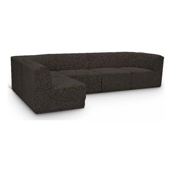 Meridian Furniture Ollie Brown Boucle Fabric Modular Sectional