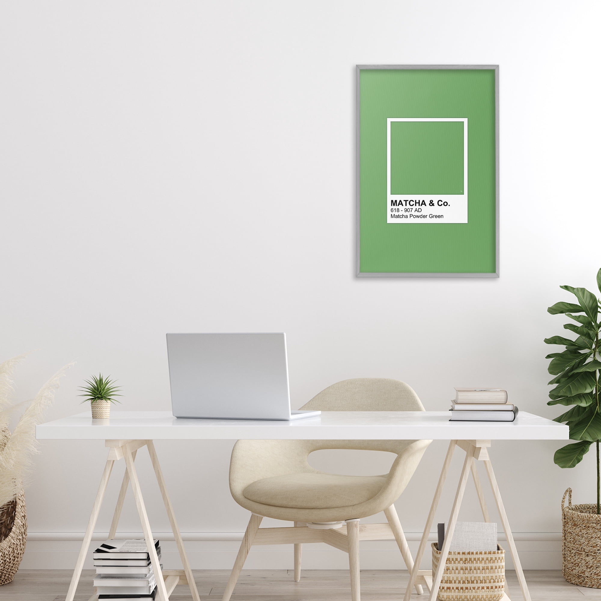 Stupell Industries Matcha Powder Green Shade Gray Framed Giclee Art, design by Martina Pavlova