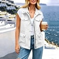 thumbnail image 6 of Dpjklzsn Women's Utility Vest with Drawstring Waist, Multi Pocket Sleeveless Cargo Jacket for Casual Layering, 6 of 9