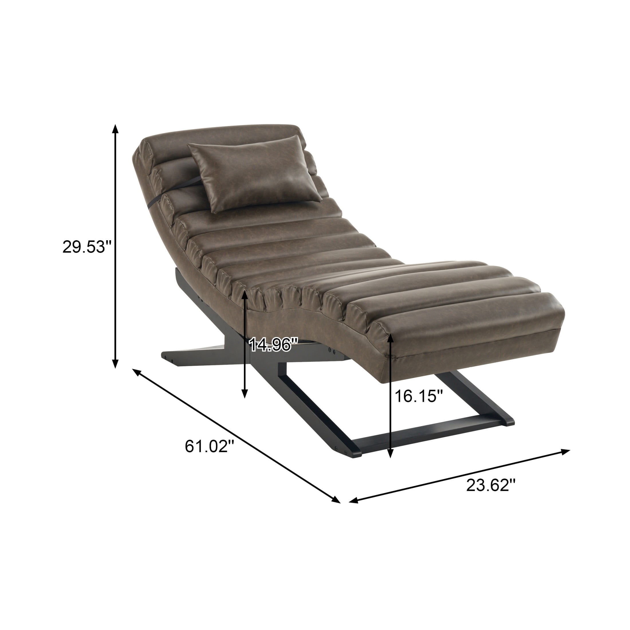 Christopher Knight Home Modern Faux Leather Curved Chaise Lounge with Solid Wood Base, Brown