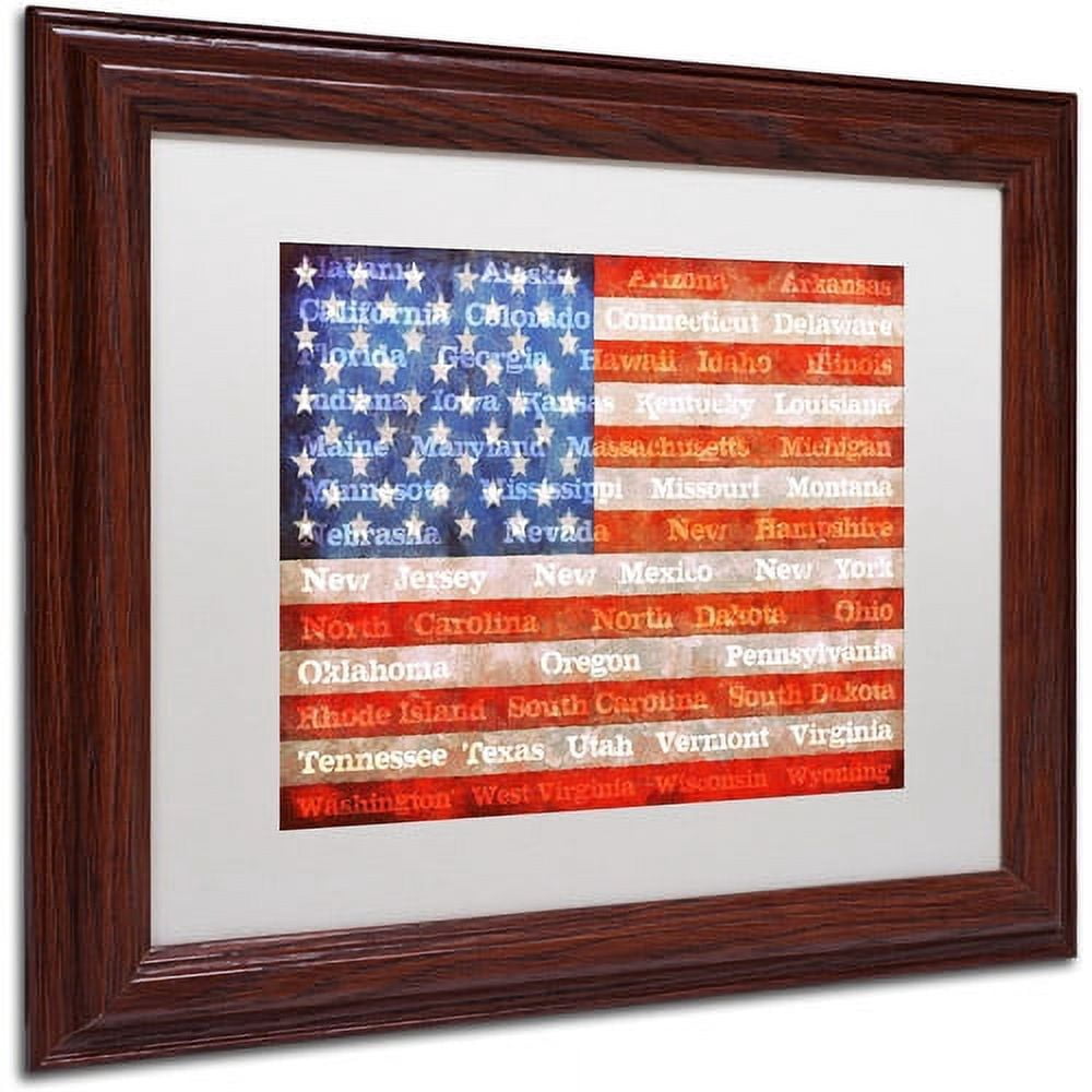 Trademark Fine Art "American States" Canvas Art by Michelle Calkins, White Matte, Wood Frame
