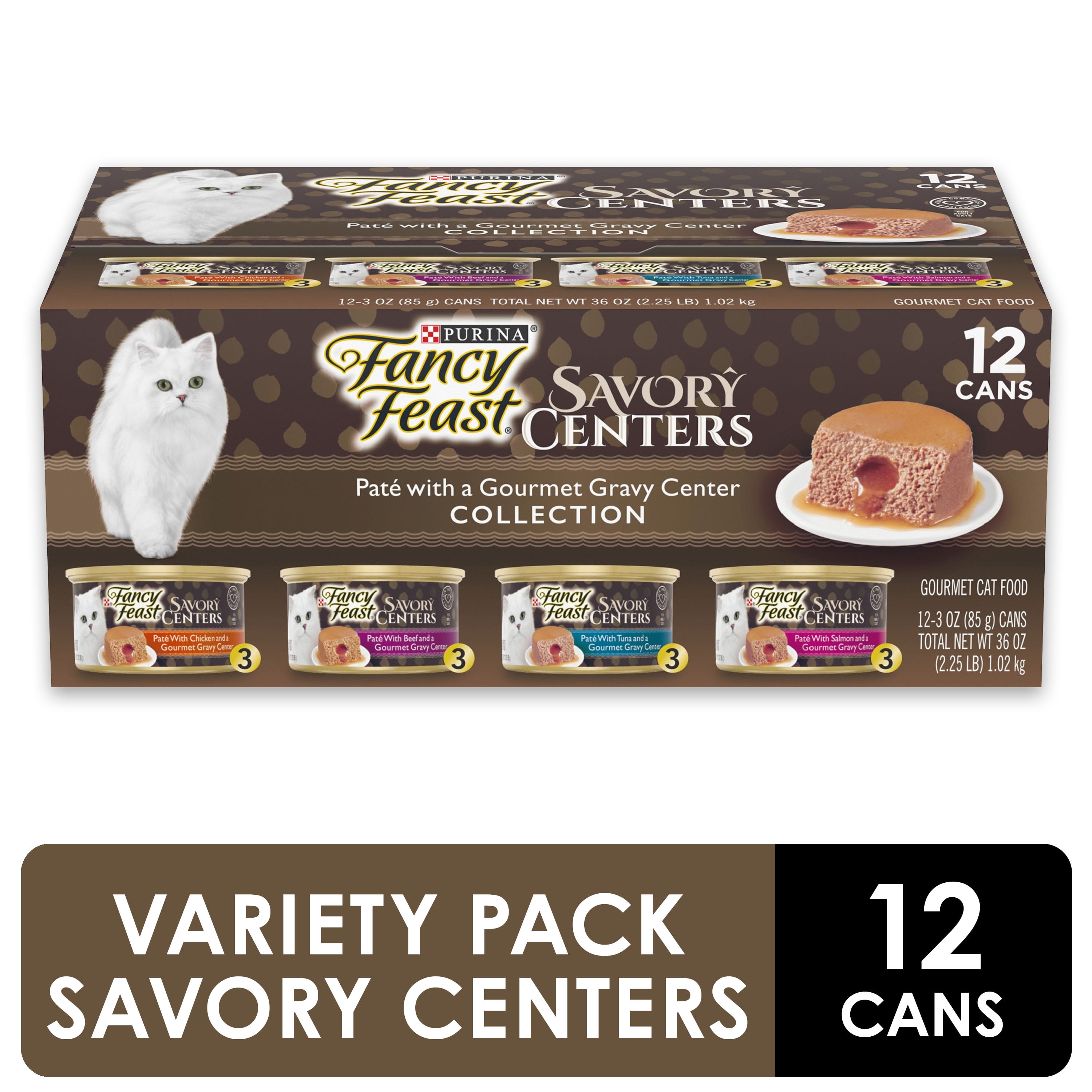 (12 Pack) Fancy Feast Pate Wet Cat Food Variety Pack, Savory Centers
