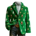 thumbnail image 6 of qolati Christmas Blazer for Men Vintage Corduroy Suit Jacket Xmas Graphic One Button Holiday Party Jackets Work Blazers with Pockets Green S, 6 of 7