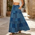 thumbnail image 2 of XIAOCHA Women's Elastic Waist Tiered Maxi Skirt Patchwork Print Flowy Bohemian Long Skirt, 2 of 7