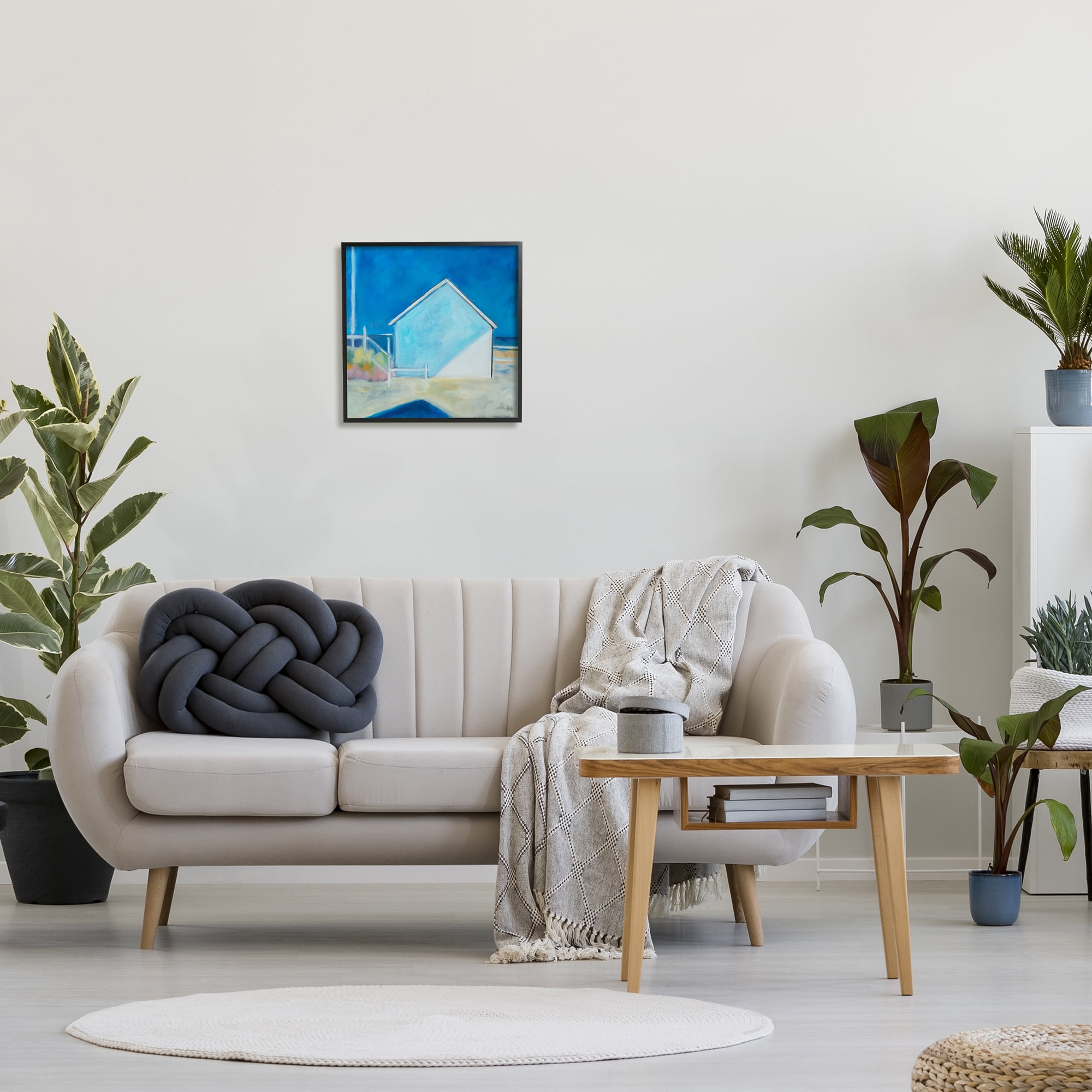 Stupell Indtries Contemporary Beach Hoe Landscape Soft Minimal Blue Waters,17 x 30,Design by Snne Marie
