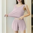 thumbnail image 4 of Amidoa Sheer Pj Sets for Women Pink Solid Elastic Waist Shorts Summer Ruffle Tank Outfits Women's Sleepwear XXXL, 4 of 5