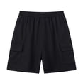 thumbnail image 2 of Boys Casual Cargo Shorts Kids Summer Casual Athletic Elastic High Waist Black Hiking Shorts with Pocket for 5-6 Years, 2 of 4