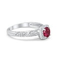 thumbnail image 6 of Halo Round Engagement Ring Ruby CZ 925 Sterling Silver Size 4, 6 of 7