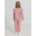 thumbnail image 6 of GYRATEDREAM Girls 2 Piece Outfit Cable Textured Ruffle Sweatshirt Jogger Pants Set, 18M-6T Kids Casual Tracksuit, 6 of 9