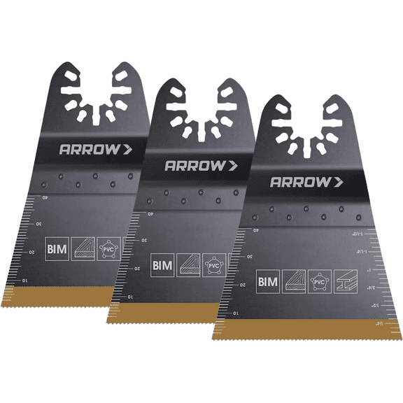 Arrow OSC206-3 Titanium Coated Oscillating Tool Saw Blades for Woodworking, Drywall, PVC, and Metal, Universal, Fits Most Multitools, 2-11/16 Inch, 3-Pack