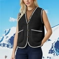 thumbnail image 5 of aohooy Vest for Women Lightweight Plus Size Faux Shearling Button Sherpa Vests Winter Fleece Sleeveless Teddy Coat Gilet with Pockets Black,XXXXL, 5 of 5