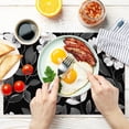 thumbnail image 3 of Cotton Linen Waterproof Placemats Set of 4, Floral Black Dining Mat Table Mats Decor Fabric for Kitchen Dinner Coffee Shop Table, Indoor/Outdoor Washable Wipeable Placemat -N036, 3 of 5
