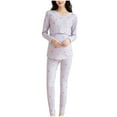 thumbnail image 2 of Joau Women's Maternity Nursing Pajama Set Double Layer Long Sleeve Soft Sleepwear Hospital Labor Delivery Pjs Breastfeeding Thermal Underwear Pregnancy Clothes, 2 of 3