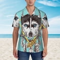 thumbnail image 5 of Uemuo Husky With Dreamcatcher Printed Regular Fit Short Sleeve Casual Hawaiian Shirt for Men,Aloha shirt,Tropical shirt,Floral print shirt,Vacation Beach shirt-3X-Large, 5 of 9