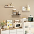 thumbnail image 6 of 3 Pack 16 Inch Beige Floating Wall Shelves with Black Metal Guardrail, Wall Mounted Shelf for Bedroom Bathroom Kitchen Living Room, Different Sizes, 6 of 6