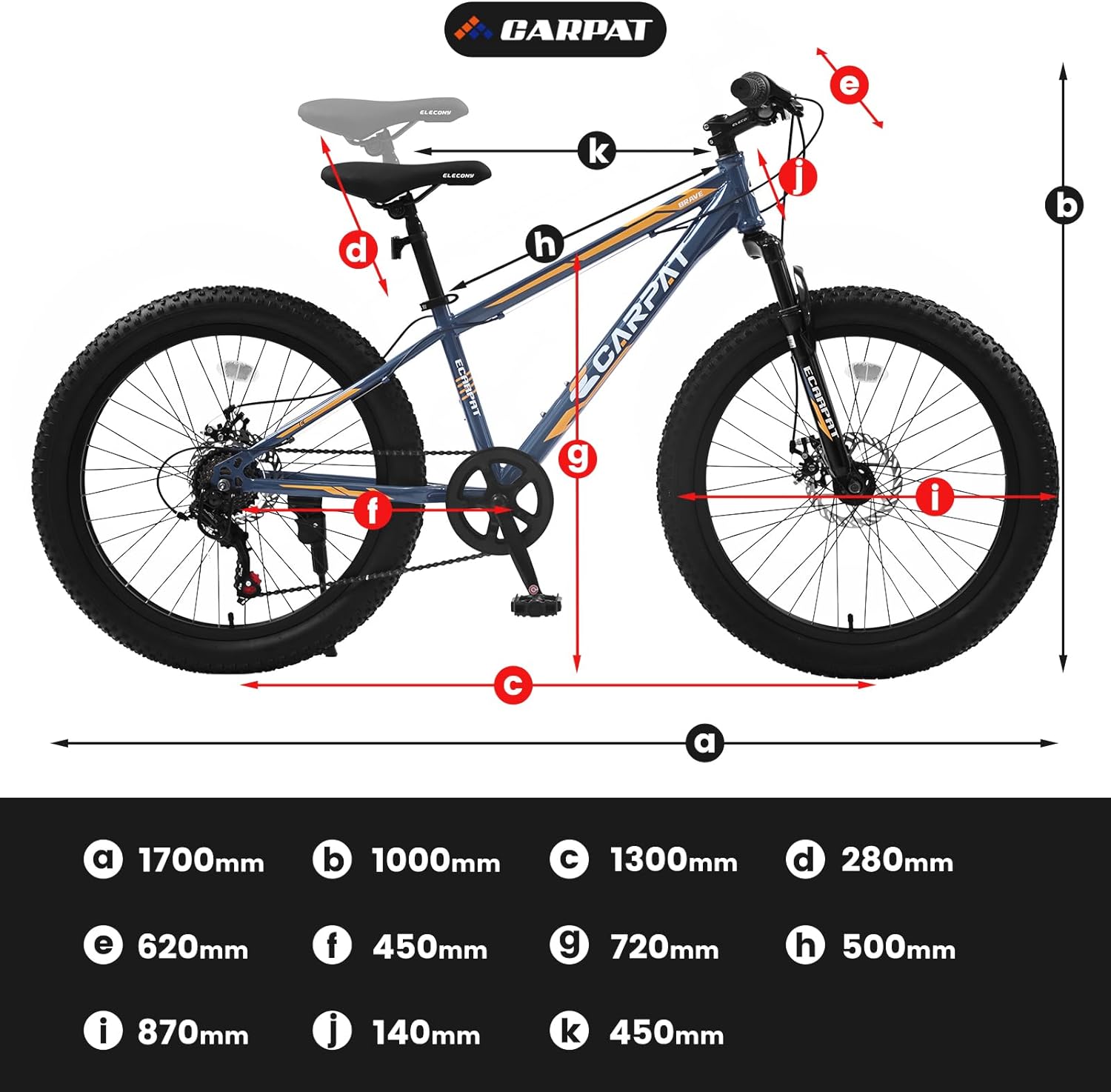 Ecarpat Fat Tire Mountain Bike for Adults Mens 24 inch, 21Speed Disc Brakes, Disc Brakes