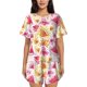 thumbnail image 1 of Balery Watermelon Conjunto de Pijama para Mujer con Estampado, Dos Piezas de Manga Corta y Shorts, Ropa de Dormir Suave con Cuello Redondo y Bolsillos-Large, 1 of 6